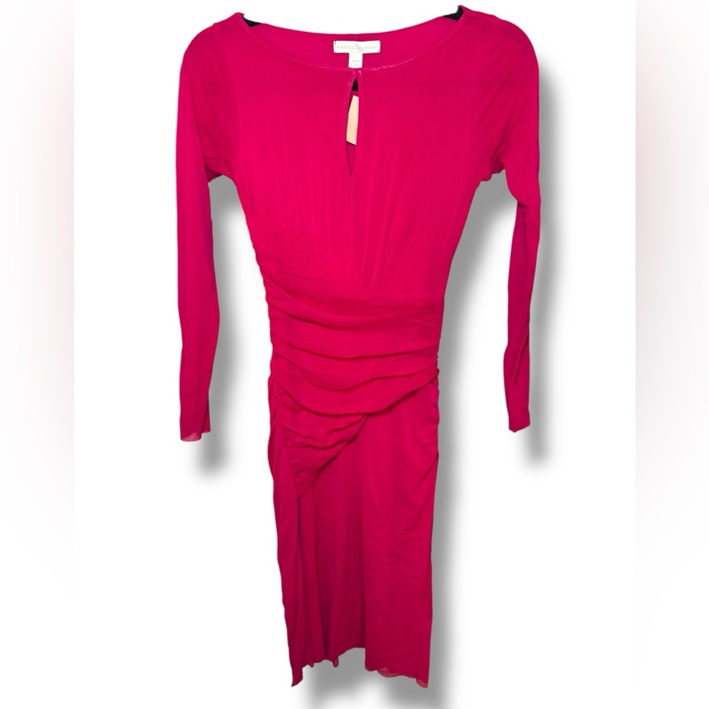Weston Wear Pink Long Sleeve Bodycon Dress with Keyhole Neckline Sz S NWT